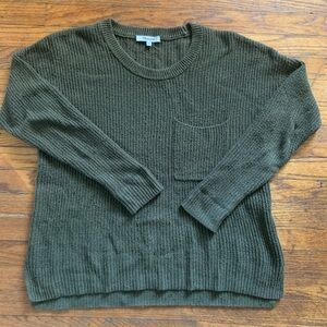 Madewell Thompson Pocket Ribbed Pullover Sweater Olive Green/Dark Green Size XS
